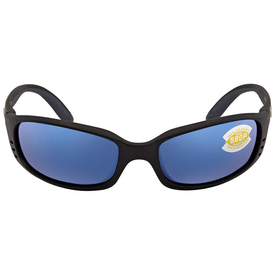 Costa Del Mar Costa Brine Matte Black Frame Sunglasses w/Blue Mirror 580P Lenses 06S9017-90170759