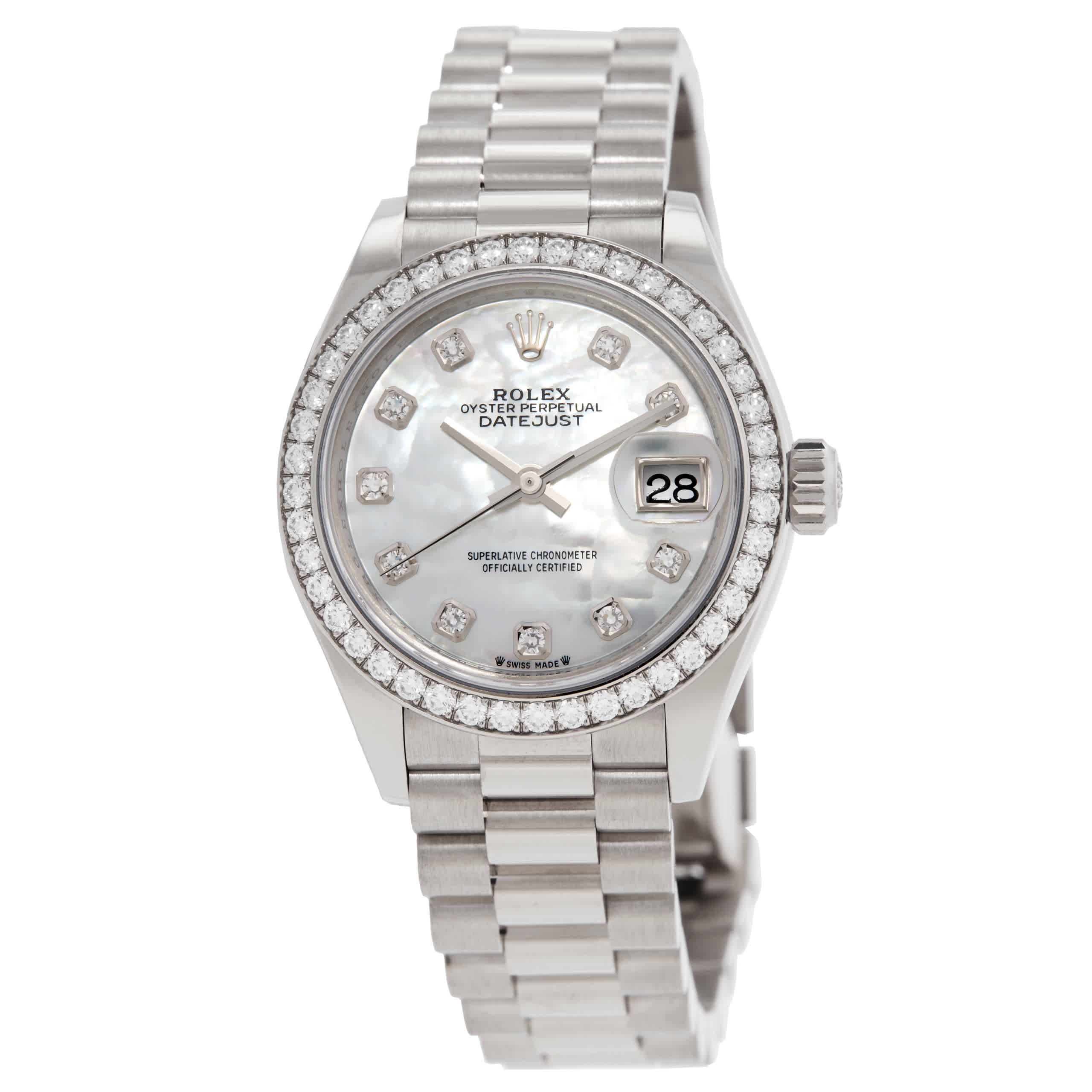 Rolex LadyDatejust Automatic 18kt White Gold Diamond White Mother of Pearl Dial Ladies Watch M279139RBR0008