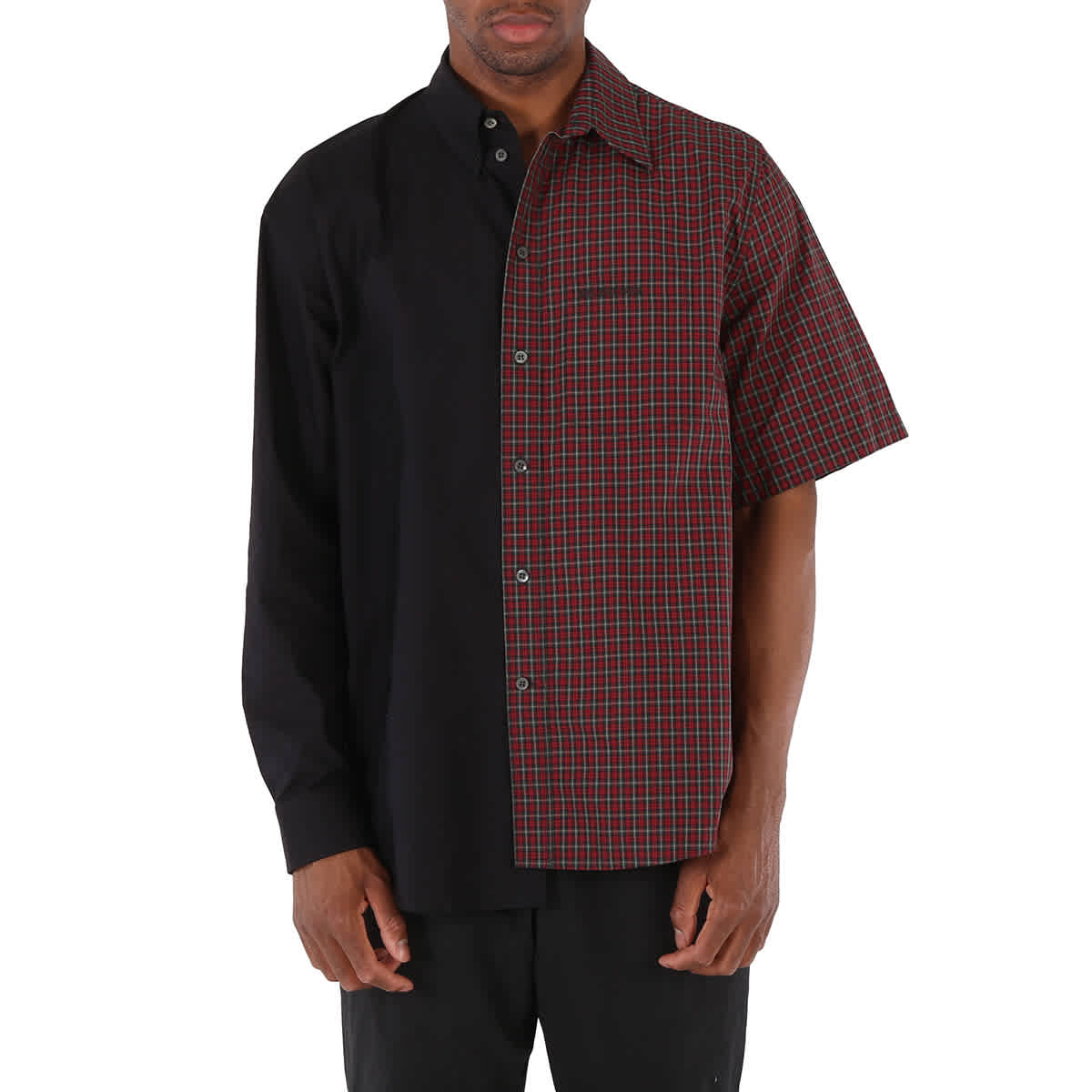 Balenciaga Asymmetric Two tone Check Cotton Shirt