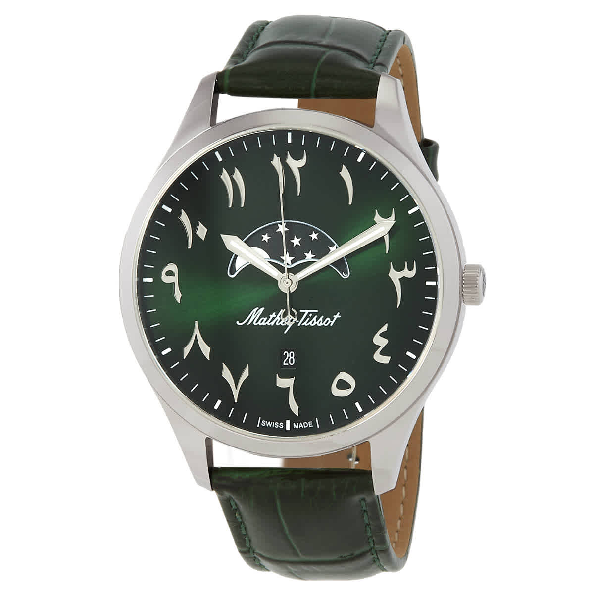 Mathey-Tissot Urban Moon Quartz Moon Phase Green Arabic Dial Mens Watch H411ALPEV
