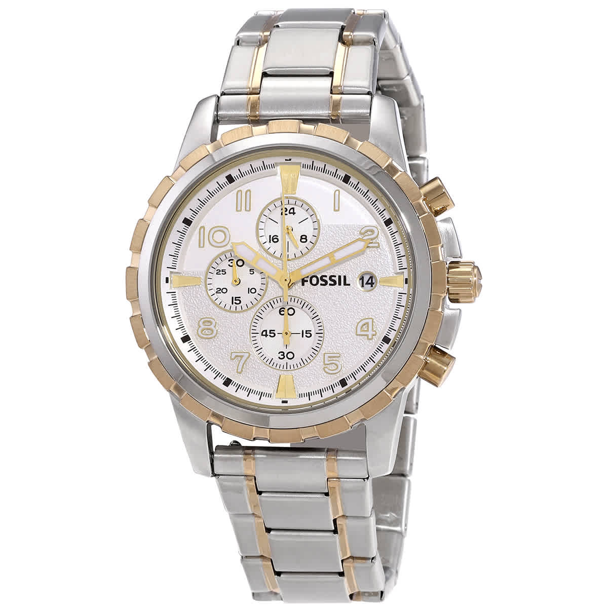 Fossil chronograph silver dial men's watch hot sale