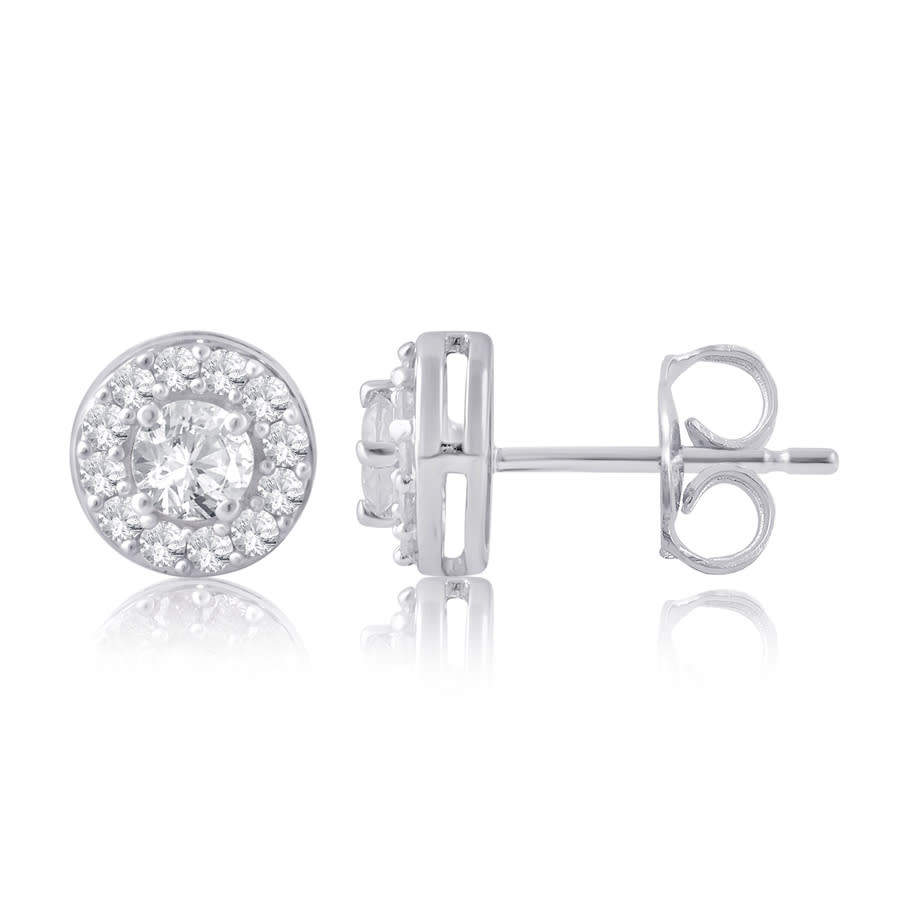 Diamond Muse 1.00 cttw 10KT White Gold Round Cut Diamond Stud Earrings for Women