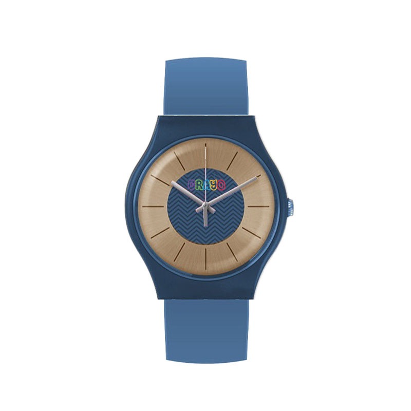 Crayo Trinity Gold Dial Powder Blue Leatherette Watch CRACR4405