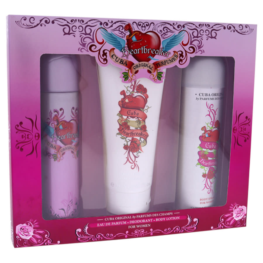 Cuba Heartbreaker by Cuba for Women - 3 Pc Gift Set 33oz EDP Spray 67oz Body Spray 43oz Body Lotion 15$