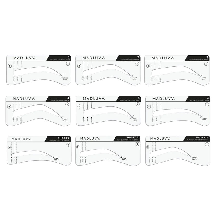 Madluvv Ladies Set of 9 Brow Stencils 9 pcs Gift Set Makeup 099999101333 25$