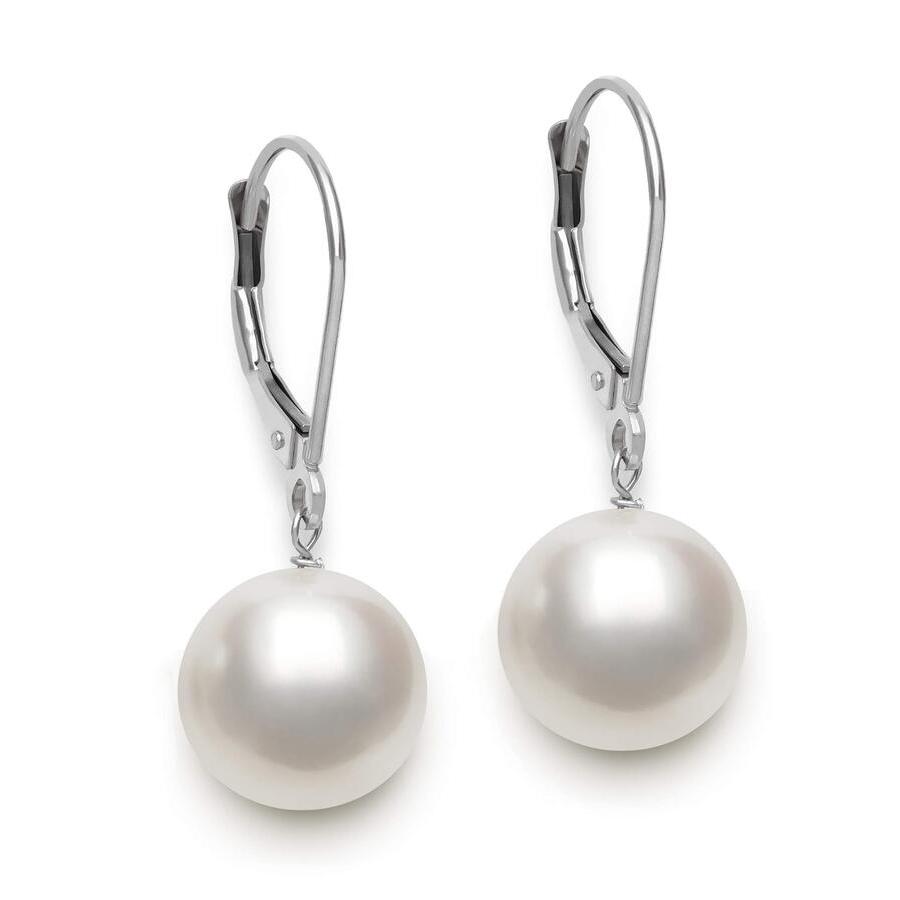 Belacqua White Cultured Freshwater Pearl Round Dangle Earrings in 14K White Gold Jewelry for Women 142$