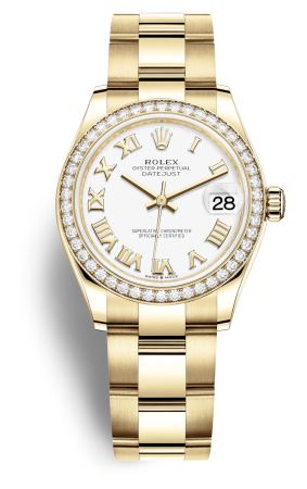 Rolex Datejust 31 Automatic White Dial Ladies 18kt Yellow Gold Oyster Watch 278288WRO