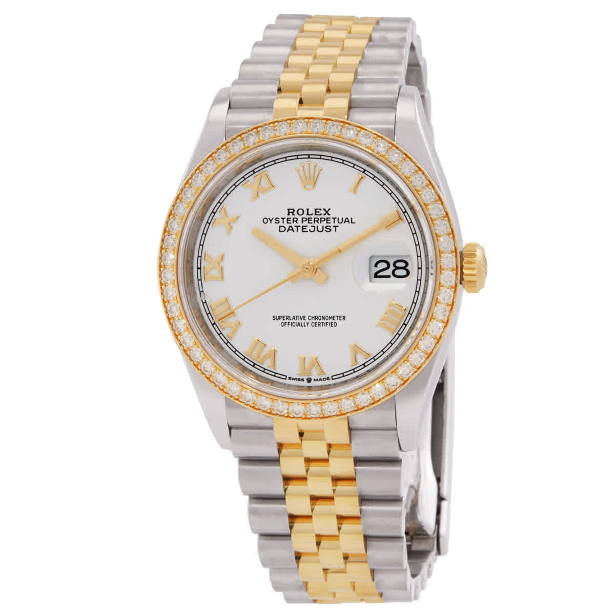Rolex Datejust 36 White Dial Mens Steel and 18kt Yellow Gold Jubilee Watch 126283WRJ