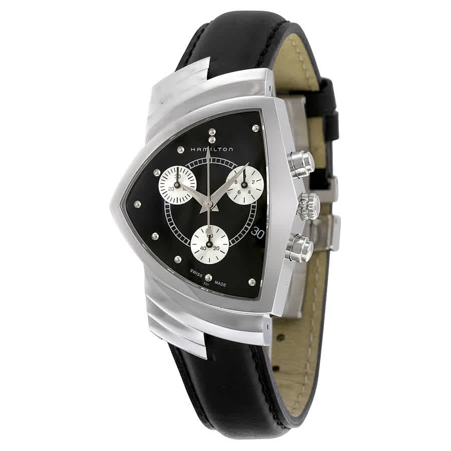 Hamilton Ventura Chrono Black Dial Shield Shaped Mens Watch H24412732 813$