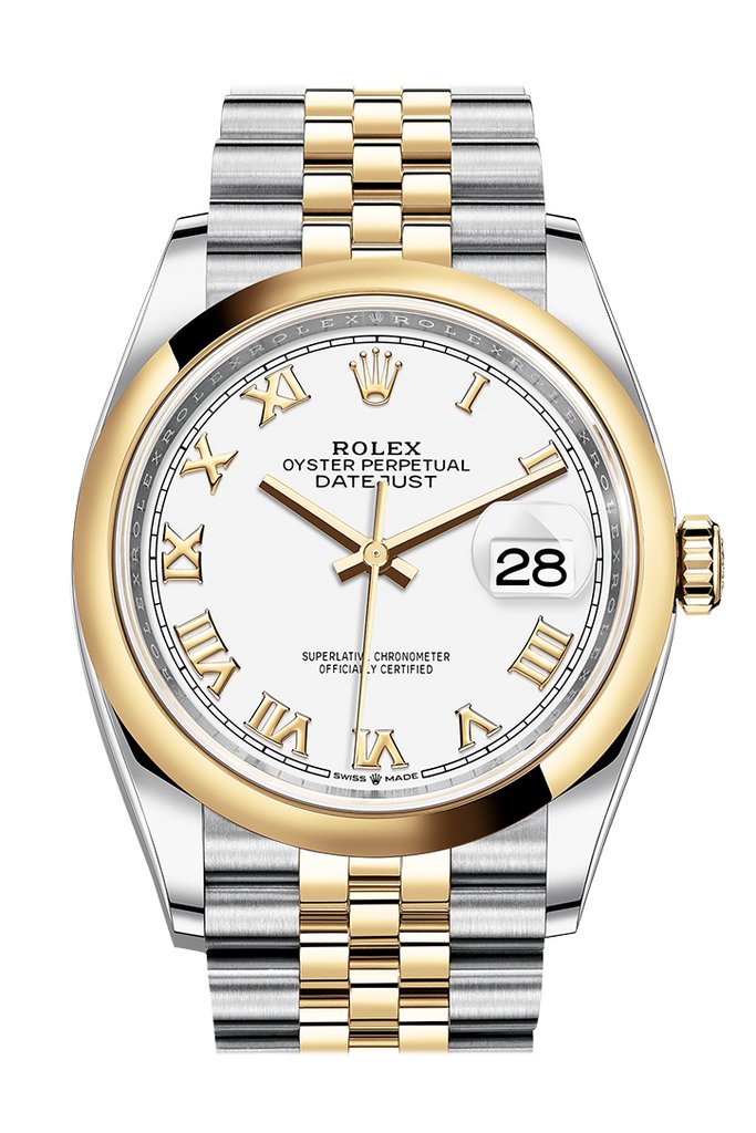 Rolex Datejust 36 White Dial Automatic Mens Steel and 18k Yellow Gold Jubilee Watch 126203WRJ