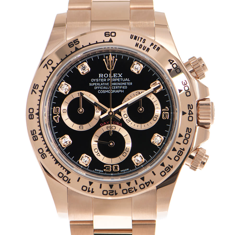 Preowned Rolex Cosmograph Daytona Chronograph Diamond Black Dial Watch 116505BKDO