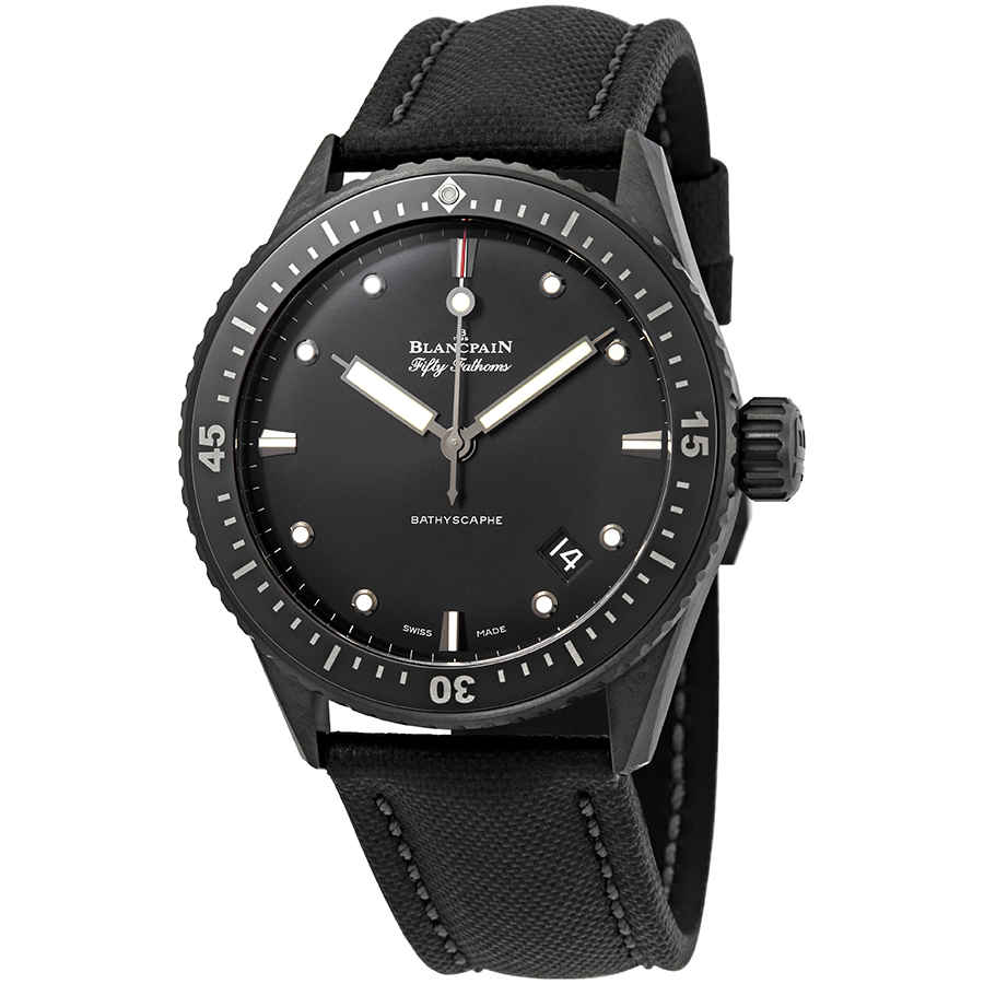 Blancpain Fifty Fathoms Bathyscaphe Automatic Black Dial Black Fabric Mens Watch 5000-0130-B52A 11750$