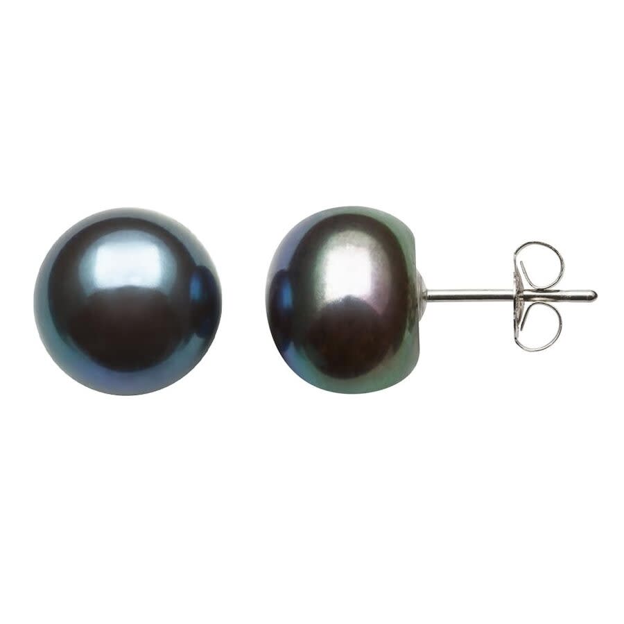 Belacqua 10-105mm Black Freshwater Button Pearl Stud Earrings in Sterling Silver Jewelry for Women 45$