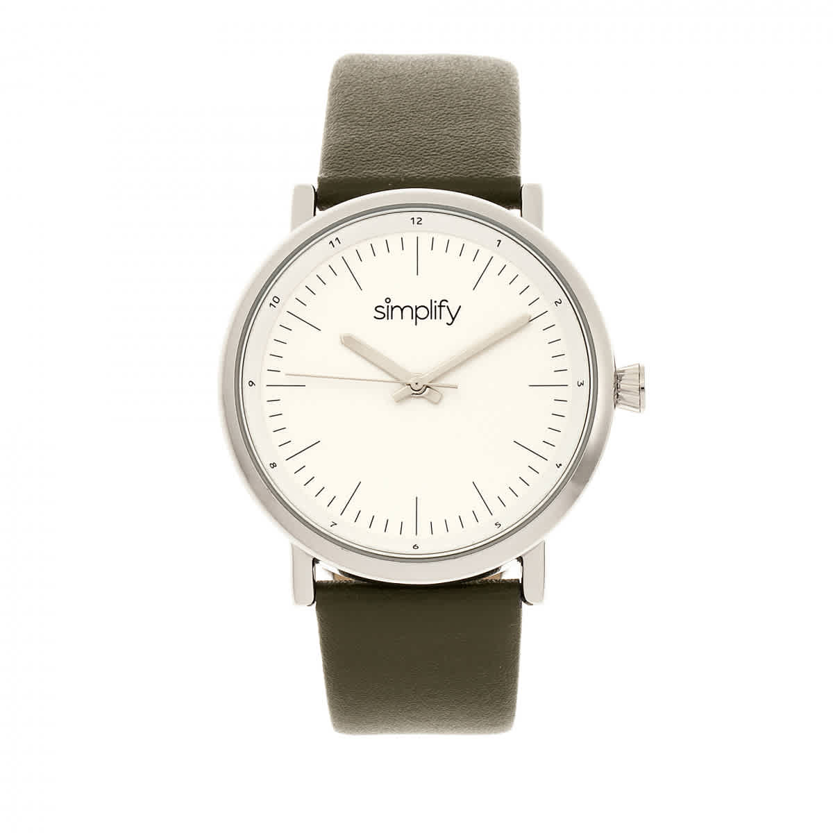 Simplify The 6200 White Dial Olive Leather Watch SIM6201