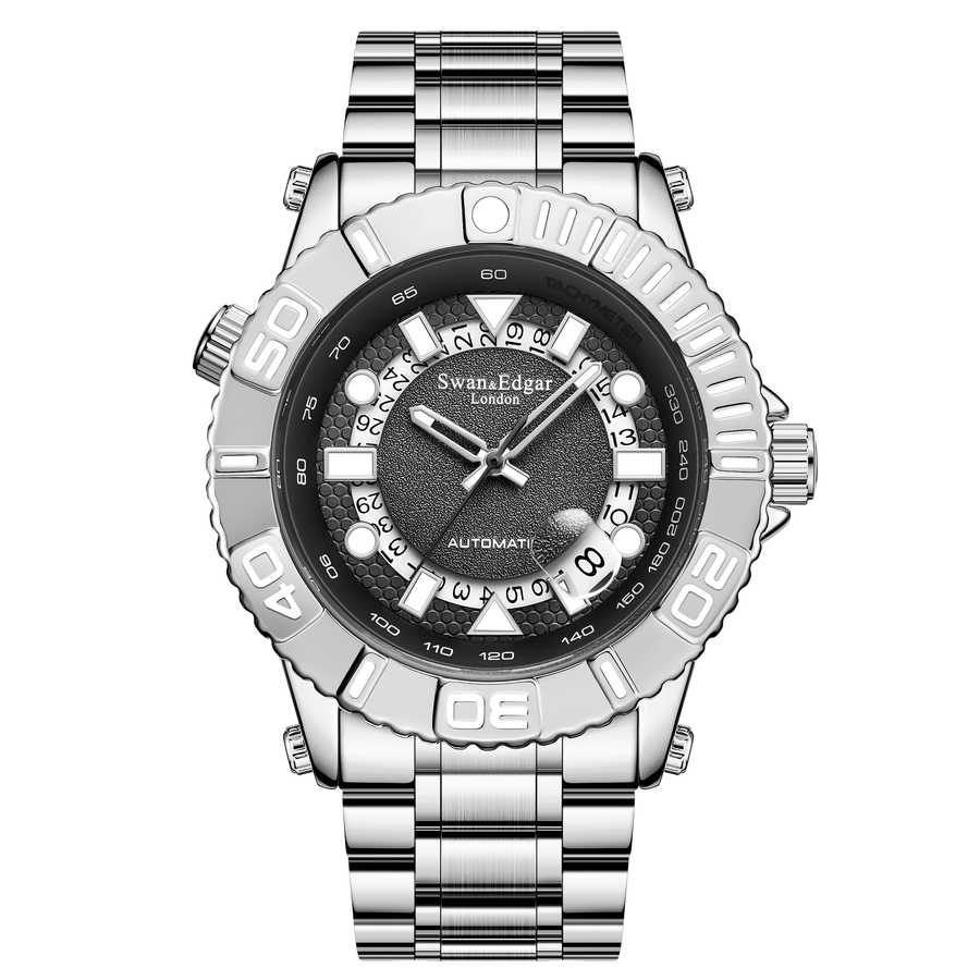 Swan Edgar Geometric Racer Automatic Black Dial Mens Watch SE1471 150$