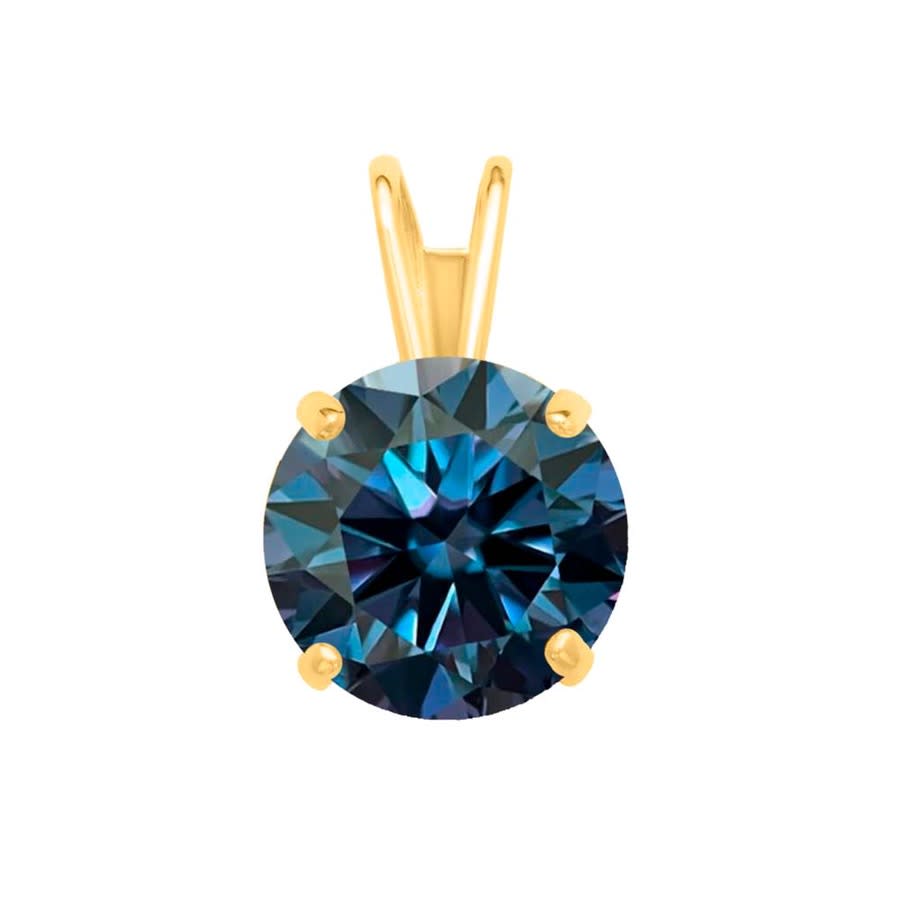 Maulijewels 200ct D-VVS1 Blue Moissanite Diamond 14k Yellow Gold Solitaire Necklace with Gold Plated Silver Chain 226$