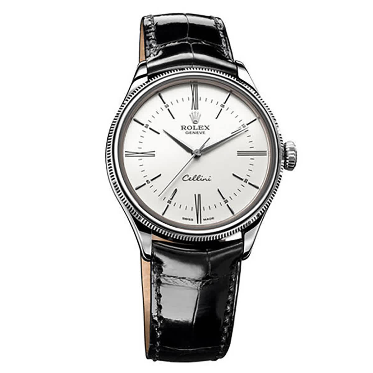 Rolex Cellini Time White Dial Automatic Mens 18 Carat White Gold Watch 50509WSL