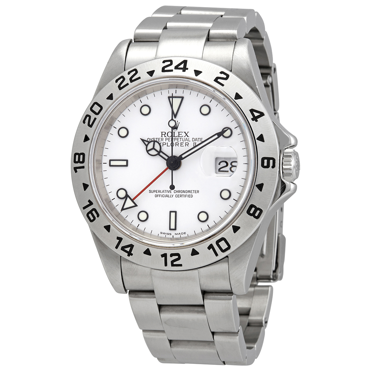 Preowned Rolex Explorer II Automatic Chronometer White Dial Mens Watch 16570WSO