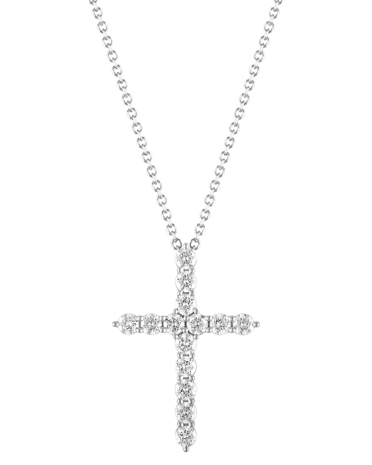 Diamond Muse 2.00 cttw 14KT White Gold Diamond Cross Pendant Necklace for Women