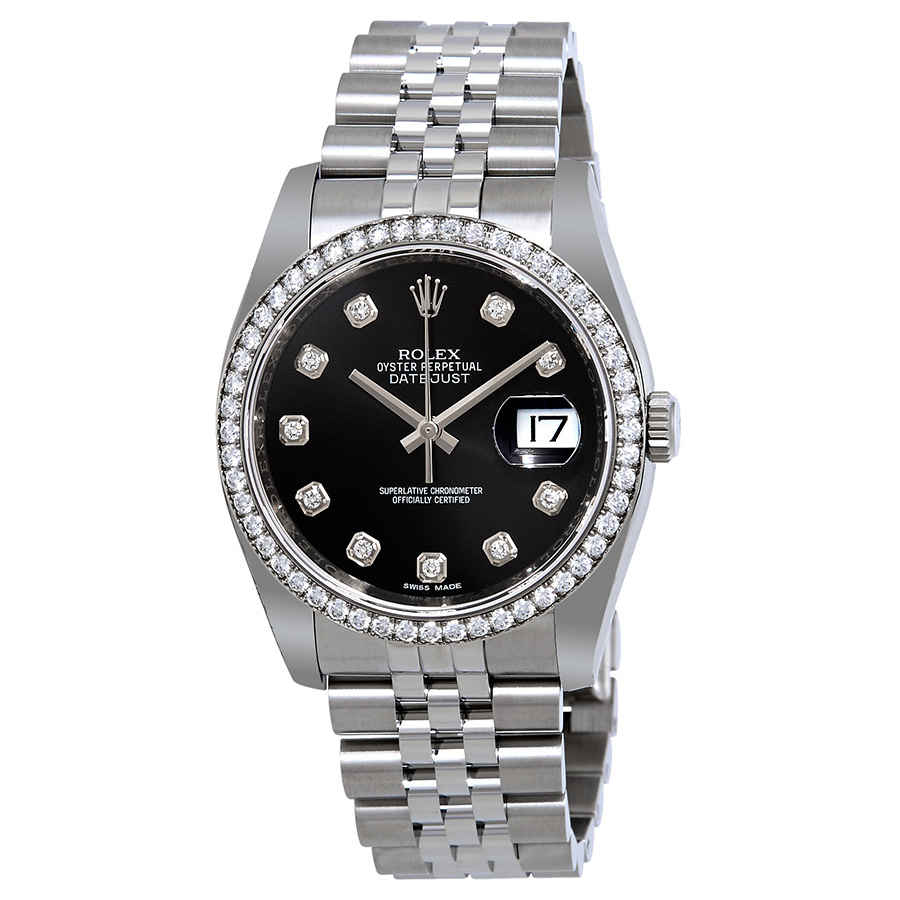 Rolex Oyster Perpetual Datejust 36 Black Dial Stainless Steel Jubilee Bracelet Automatic Ladies Watch 116244BKDJ