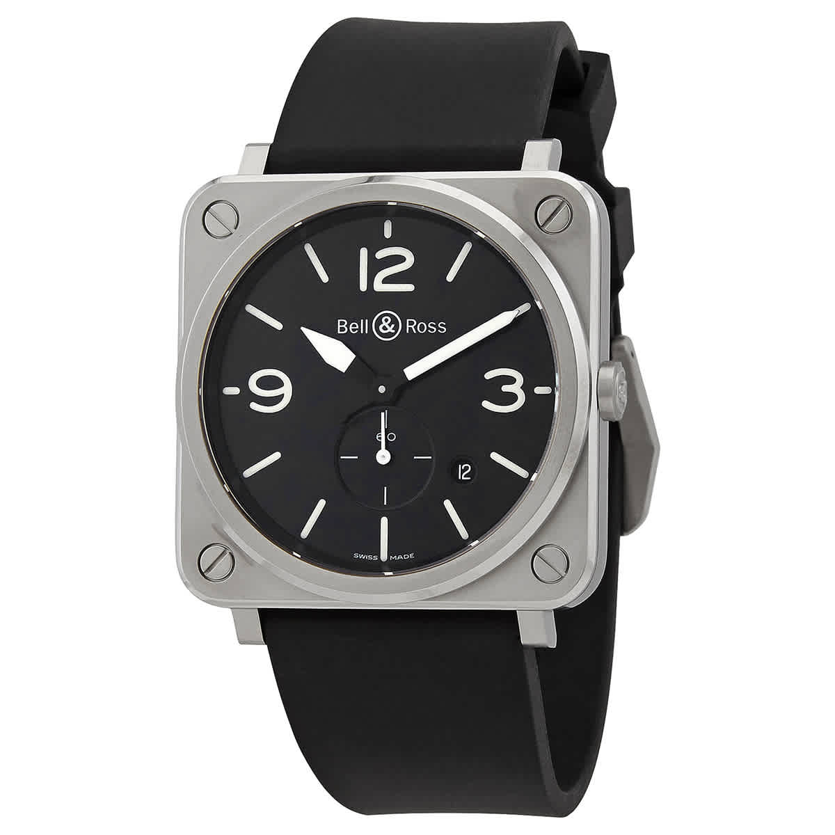 Bell and Ross BRS-BLC-ST Quartz Black Dial Mens Watch BRS-BLC-ST/SRB