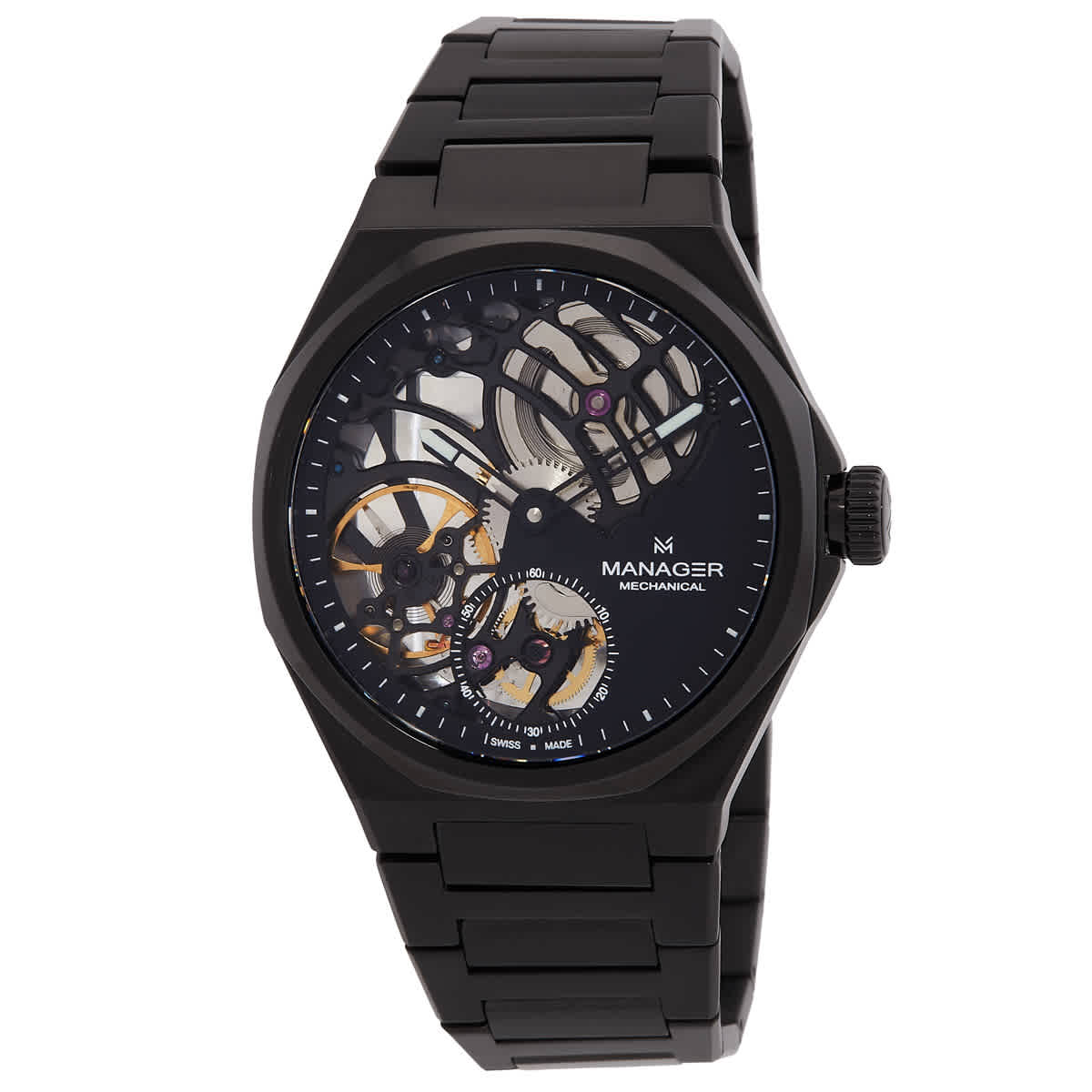 Manager Revolution Hand Wind Black Dial Mens Watch MAN-RM-09-NM