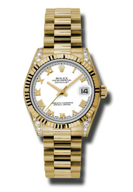 Rolex Datejust Lady 31 White Dial 18K Yellow Gold President Automatic Ladies Watch 178238WRP