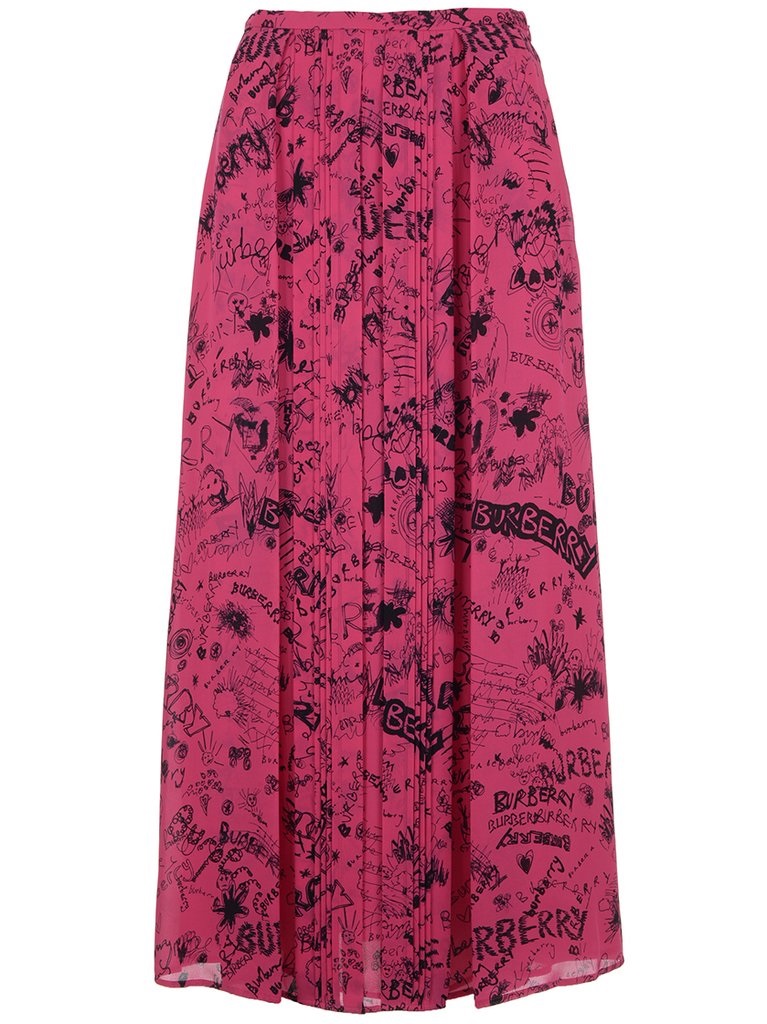 Burberry Neckar Silk Patterned Maxi Skirt In Pink | ModeSens