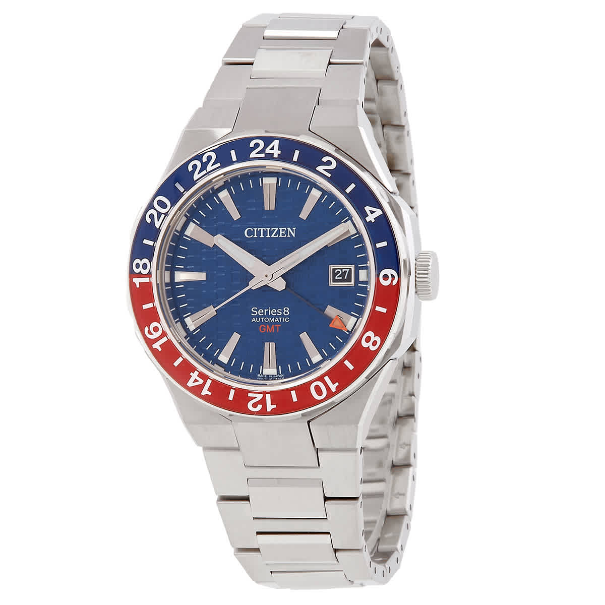 Citizen Series8 GMT Automatic Blue Dial Pepsi Bezel Mens Watch NB603059L