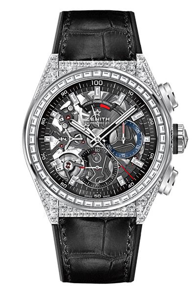 Zenith Defy El Primero 21 Chronograph Automatic Diamond Black Skeletal Dial Titanium Mens Watch 32.9000.9004/78.R582