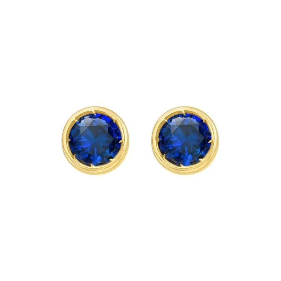Tresorra 14K Yellow Gold Created Blue Sapphire Birthstone Stud Earrings 868$