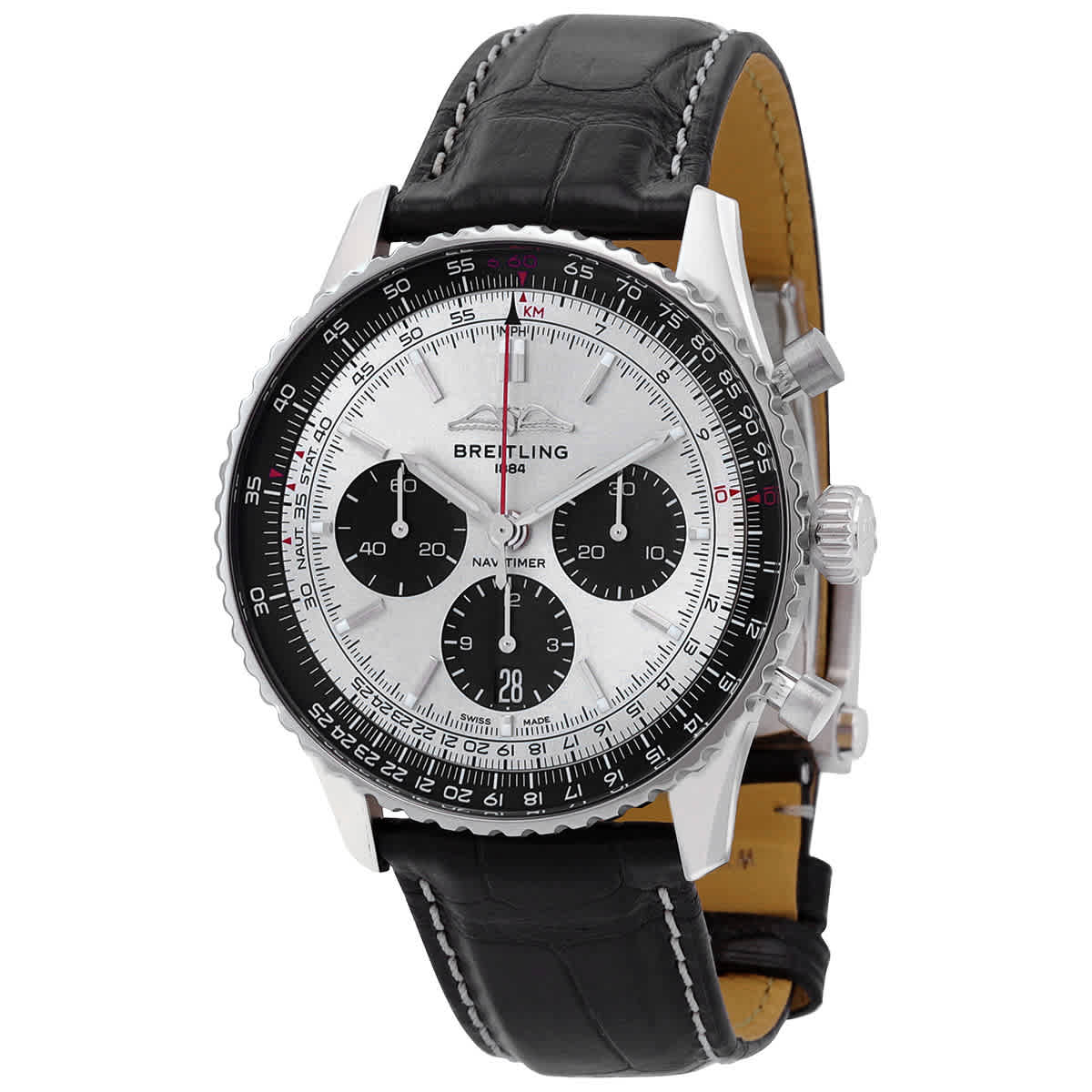 Breitling Navitimer B01 Chronograph Automatic Chronometer Silver Dial Mens Watch AB0138241G1P1