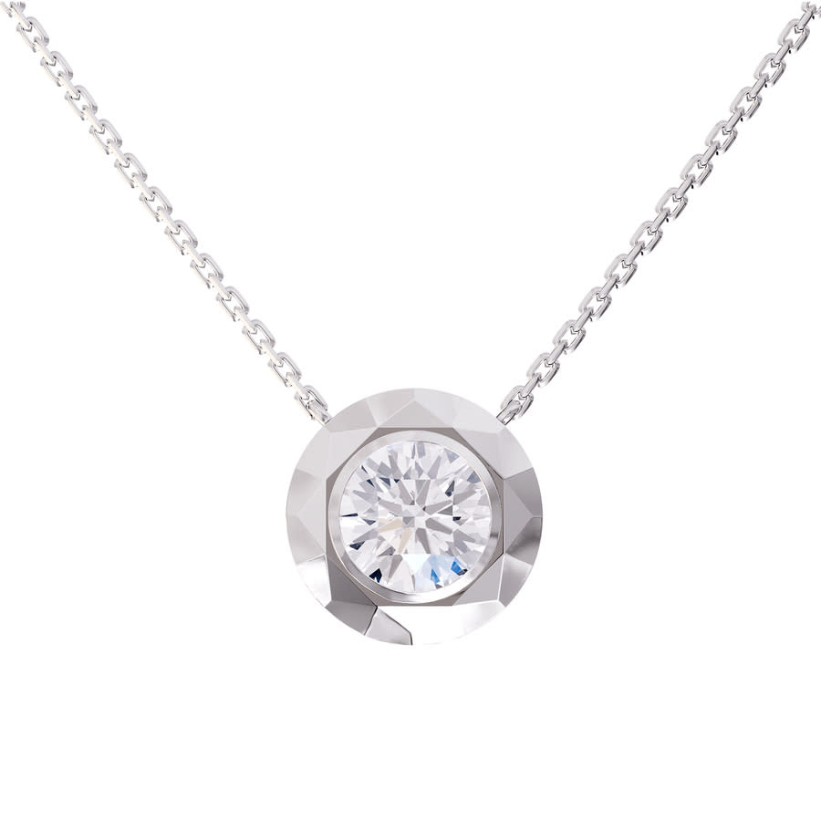 Diamond2Deal 925 Sterling Silver 3 Ct Round Lab Grown Diamond Pendant Necklace 18'' VVS-VS, E-F