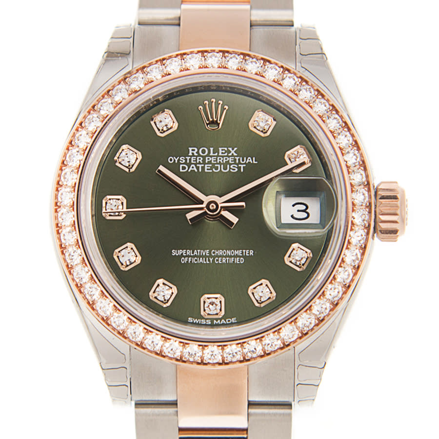 Rolex Lady Datejust Olive Green Diamond Dial Ladies Steel and 18ct Everose Gold Oyster Watch 279381OGDO