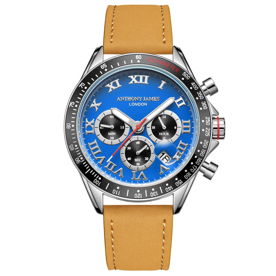 Anthony James Tachymeter Turbo Blue Dial Mens Watch AJ100