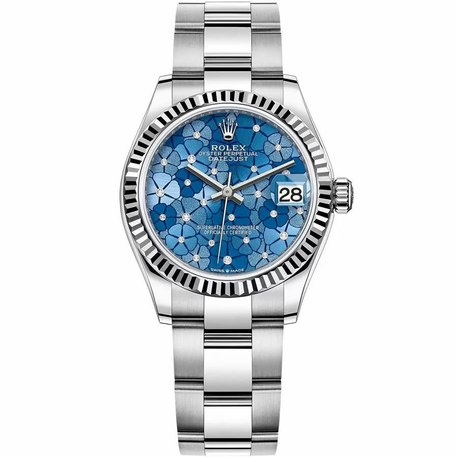 Preowned Rolex Datejust AzzurroBlue Floral Motif Diamond Dial Automatic Chronometer Ladies Watch 278274