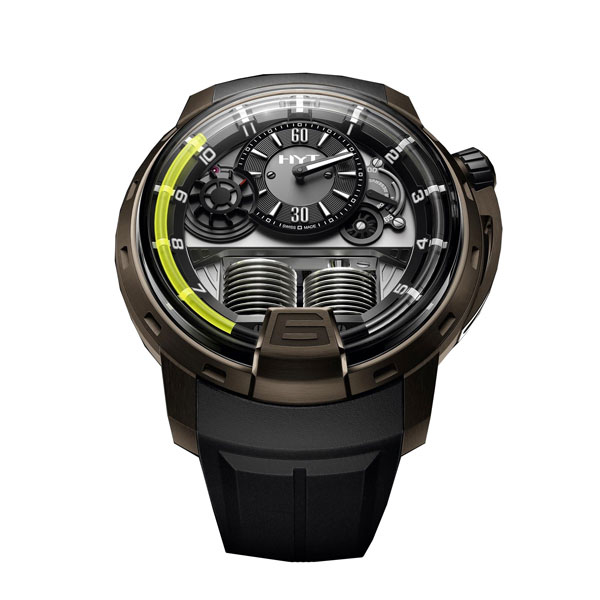HYT H1 Titanium and Bronze Black Dial Black Leather Mens Watch 148-TB-21-GF-RU