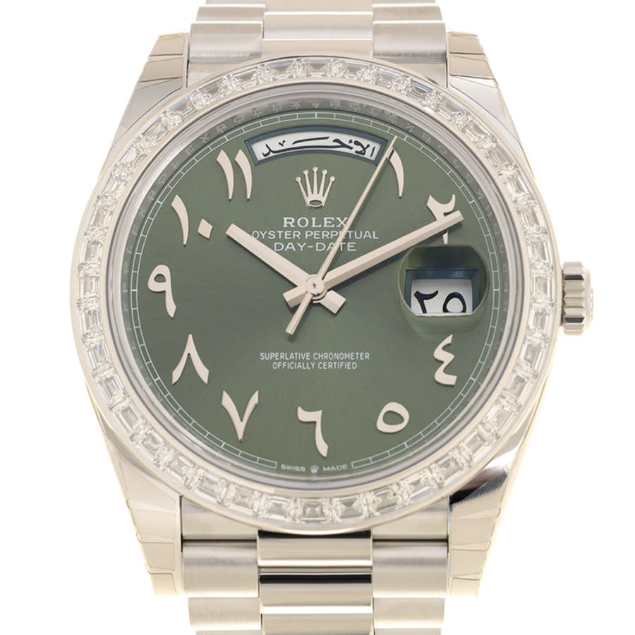 Rolex DayDate Automatic Chronometer Diamond Green Dial Mens Watch 228396TBR0032