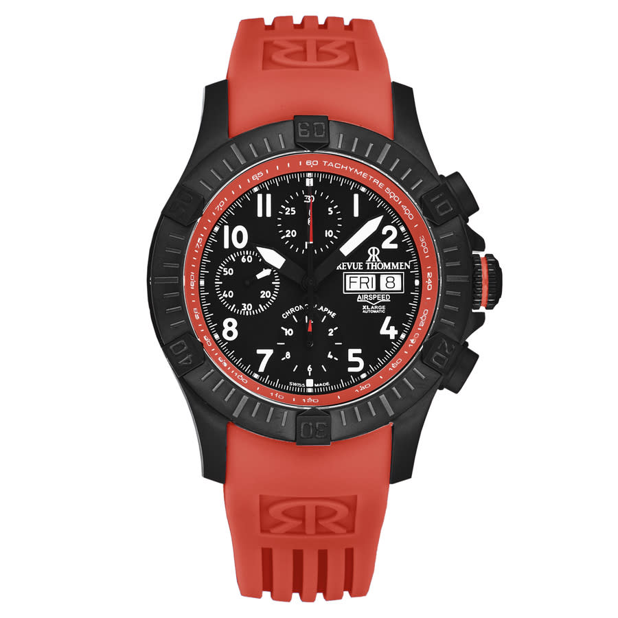 Revue Thommen Air speed Chronograph Black Dial Mens Watch 160716776 1170$