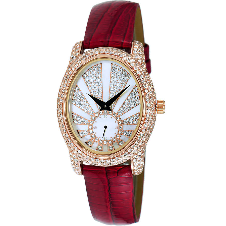 Adee Kaye Quartz Crystal White Dial Ladies Watch AK2003-LRG