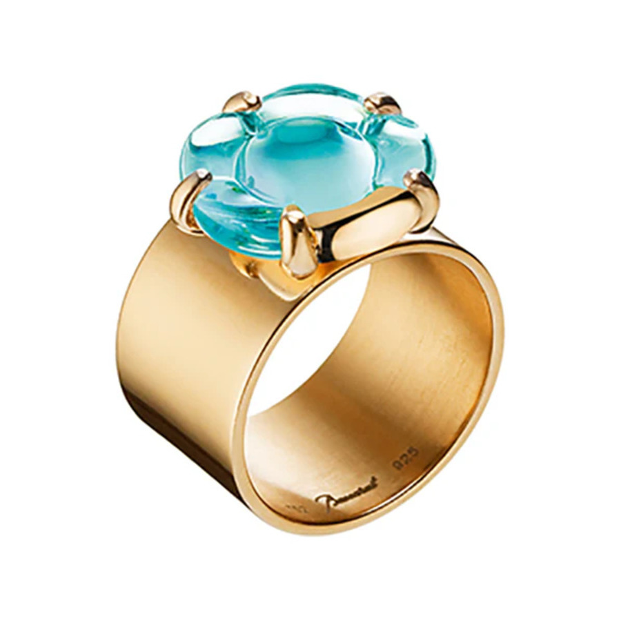 Baccarat Women's B Flower Vermeil Turquoise Crystal Ring 2806986