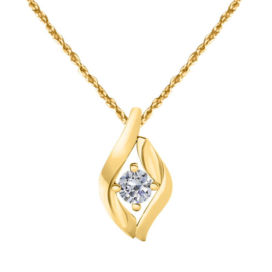 Maulijewels 025 Carat Round White Diamond Pendant Necklace In 10K Solid Yellow Gold With 18 10k Yellow Gold Plated Sterling Silver Box Chain 455$