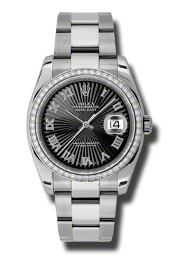 Rolex Oyster Perpetual Datejust 36 Black Dial Stainless Steel Bracelet Automatic Ladies Watch 116244BKSBRO