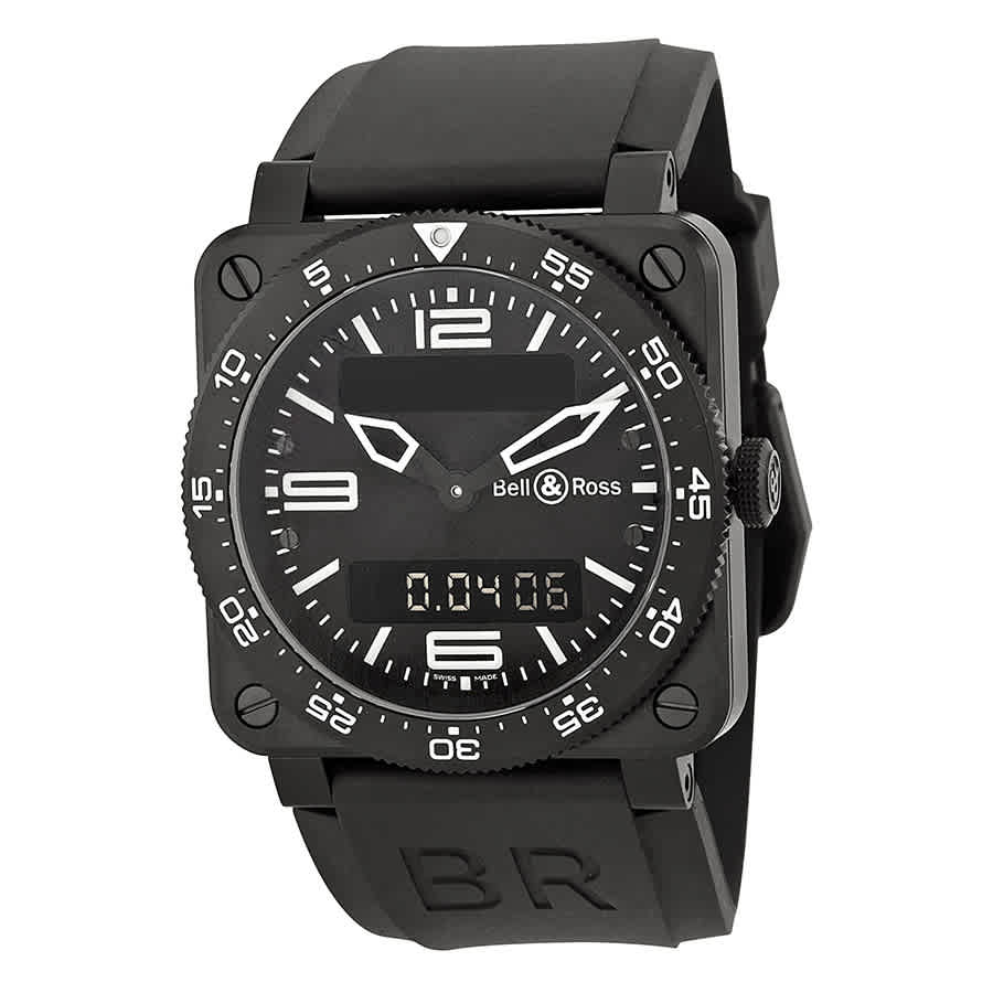 Bell and Ross Type Aviation Black Dial Black PVD Mens Watch BR0392-AVIA-CA