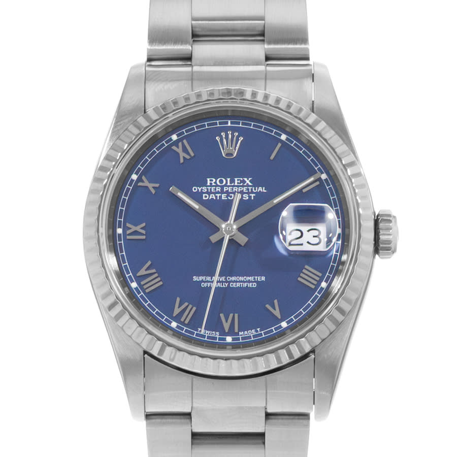 Preowned Rolex Datejust 36 Automatic Chronometer Blue Dial Mens Watch 16234 BLRO