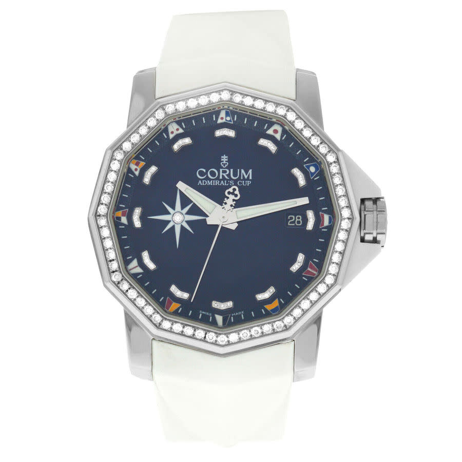 Pre-owned Corum Competition Automatic Diamond Blue Dial Mens Watch 40 08296147F37 4200$