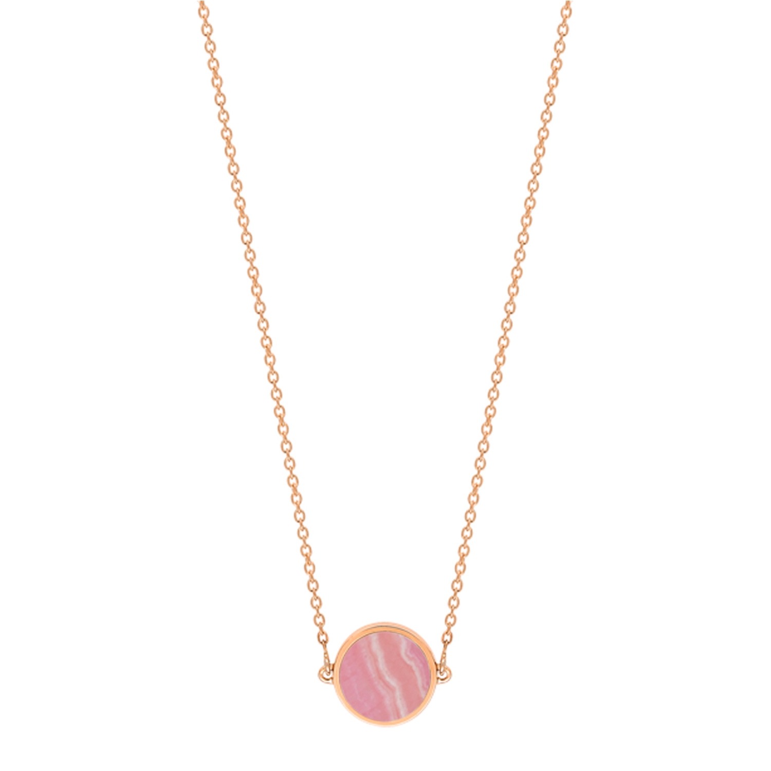 Ginette Ny Ladies 18K Rose Gold Mini Ever Rhodochrosite Disc Necklace