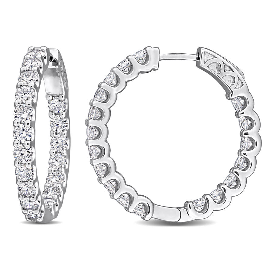 Created Forever 3 58ct TW Lab-Grown Diamond Inside Outside Hoop Earrings in 14k White Gold 2800$