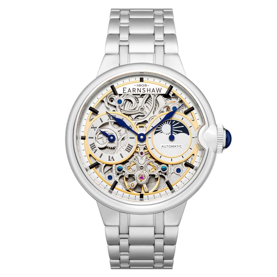 Thomas Earnshaw Barallier Sun Moon Dual Time Chronograph Automatic Silver Dial Mens Watch ES-8242-11