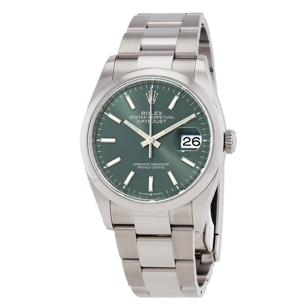 Rolex Datejust 36 Mint Green Dial Automatic Mens Stainless Steel Oyster Watch M1262000024